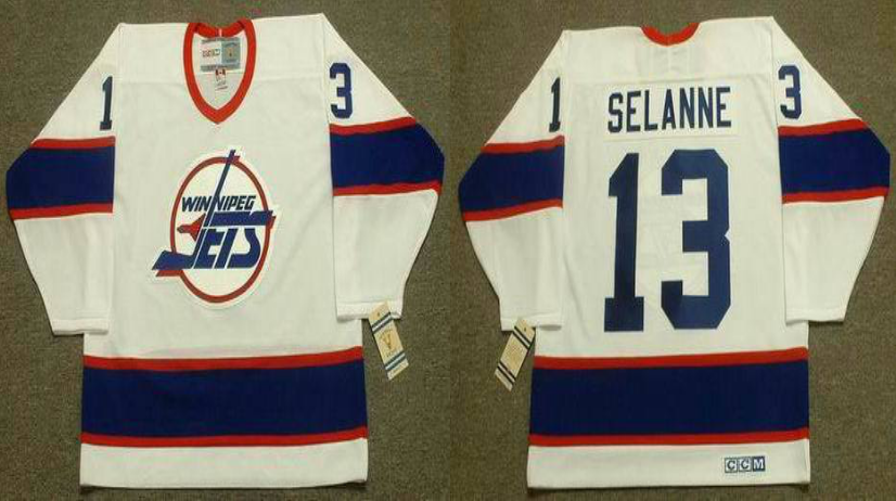 2019 Men Winnipeg Jets #13 Selanne white CCM NHL jersey